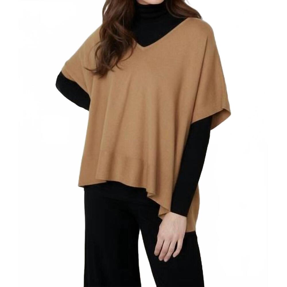 NEW RENUAR soft touch poncho style sweater in tan